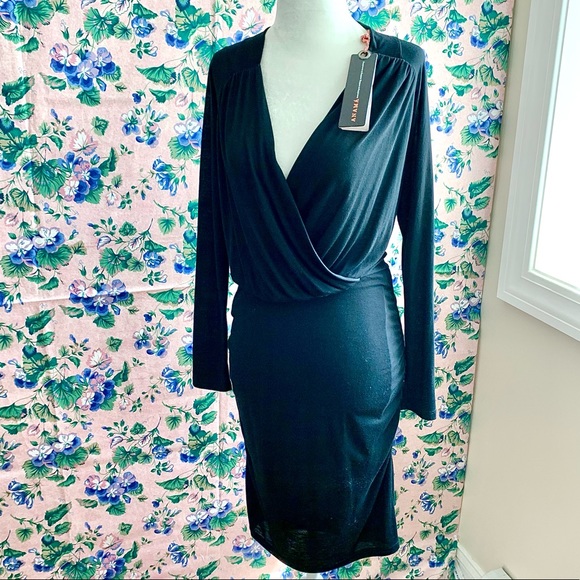 NWT Anthropologie Anama Faux Wrap Open Back Dress Black SM - Picture 4 of 16